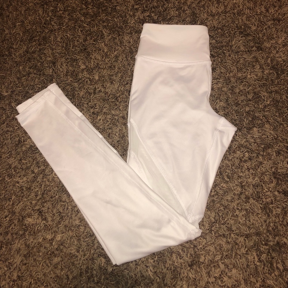 Forever 21 White Mesh Panel Workout Leggings